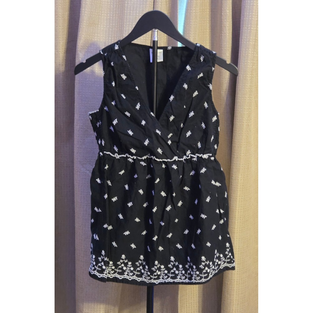 Motherhood Maternity V-Neck Sleeveless Floral Blouse Women's Size‎ S Black White